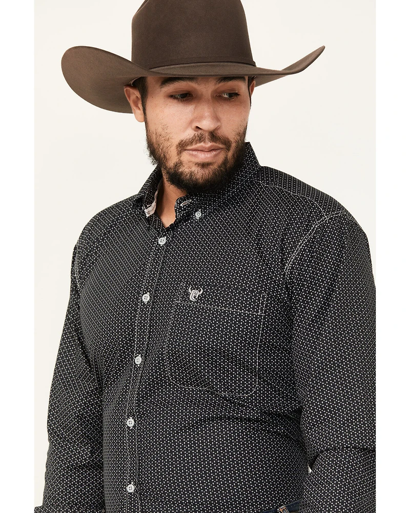 Cowboy Hardware Men's Geo Print Long Sleeve Button-Down Western Shirt