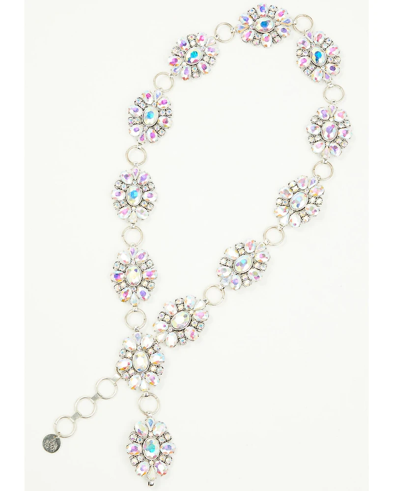 Southern Grace Women's Crystal Concho Chain Belt