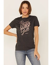 Grace & Truth Women's Charcoal Praise The Lord Ya'll Graphic Short Sleeve Tee