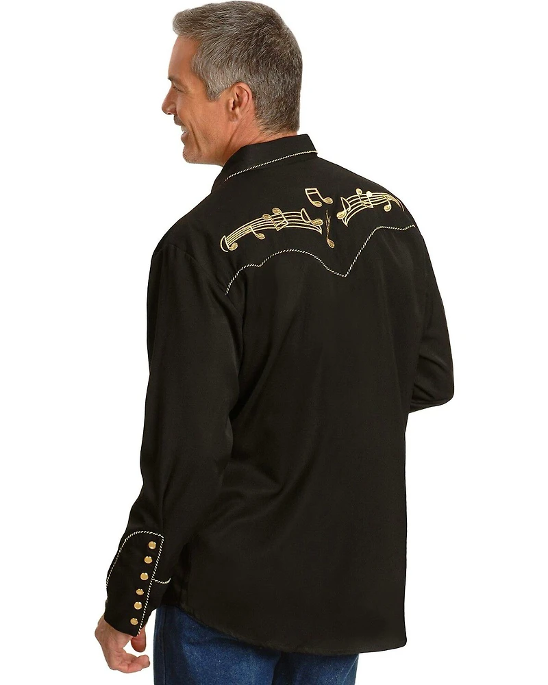 Scully Music Note Embroidered Retro Western Shirt - Big & Tall