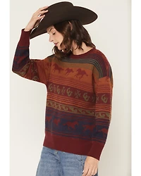 Panhandle Slim Women's Horse Striped Sweater