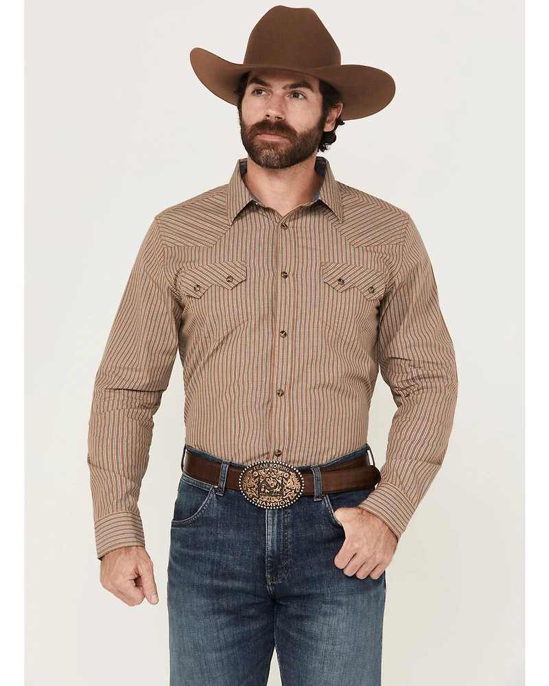 Cody James Men's Tanner Vertical Striped Print Long Sleeve Snap Western Shirt