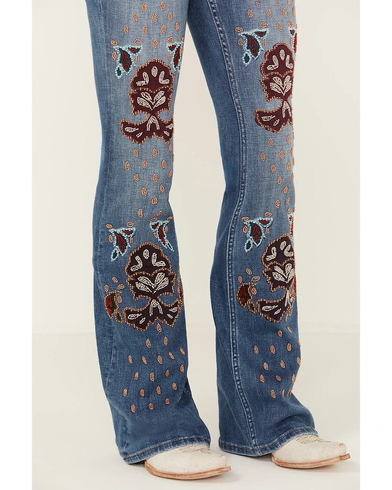 Idyllwind Women's Briley Medium Wash Mid Rise Embellished Stretch Bootcut Jeans
