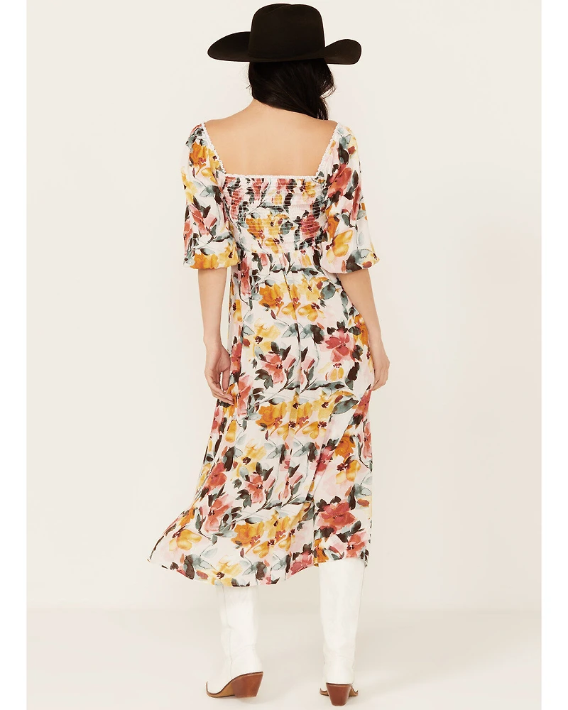 Wild Moss Women's Floral Print Midi Dress