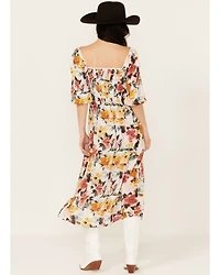Wild Moss Women's Floral Print Midi Dress