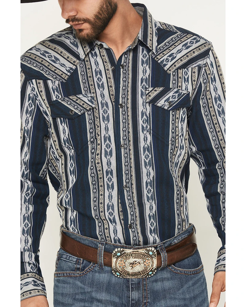 Cody James Men's Ford Southwestern Stripe Print Long Sleeve Snap Western Shirt