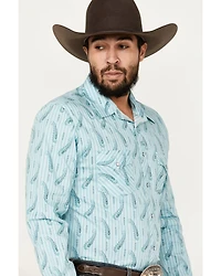 Rock & Roll Denim Men's Paisley Striped Print Long Sleeve Pearl Snap Stretch Western Shirt