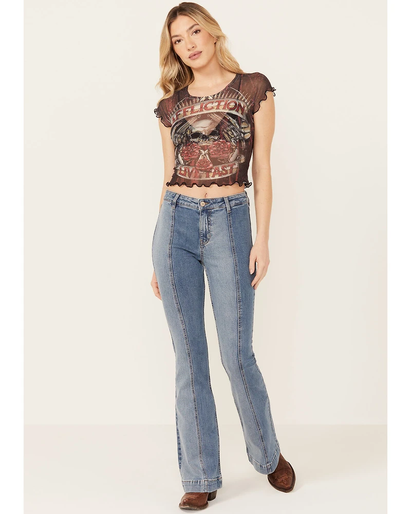 Shyanne Women's Luna High Rise Flare Stretch Denim Jeans