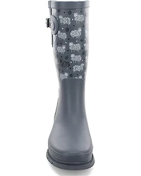 Western Chief Women's Black Sheep Faux Fur Tall Rain Boots