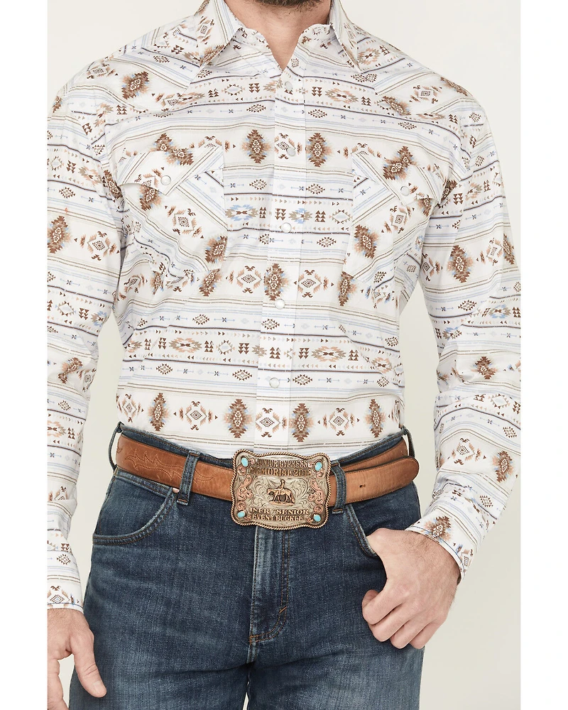 Panhandle Men's Southwestern Striped Long Sleeve Pearl Snap Western Shirt