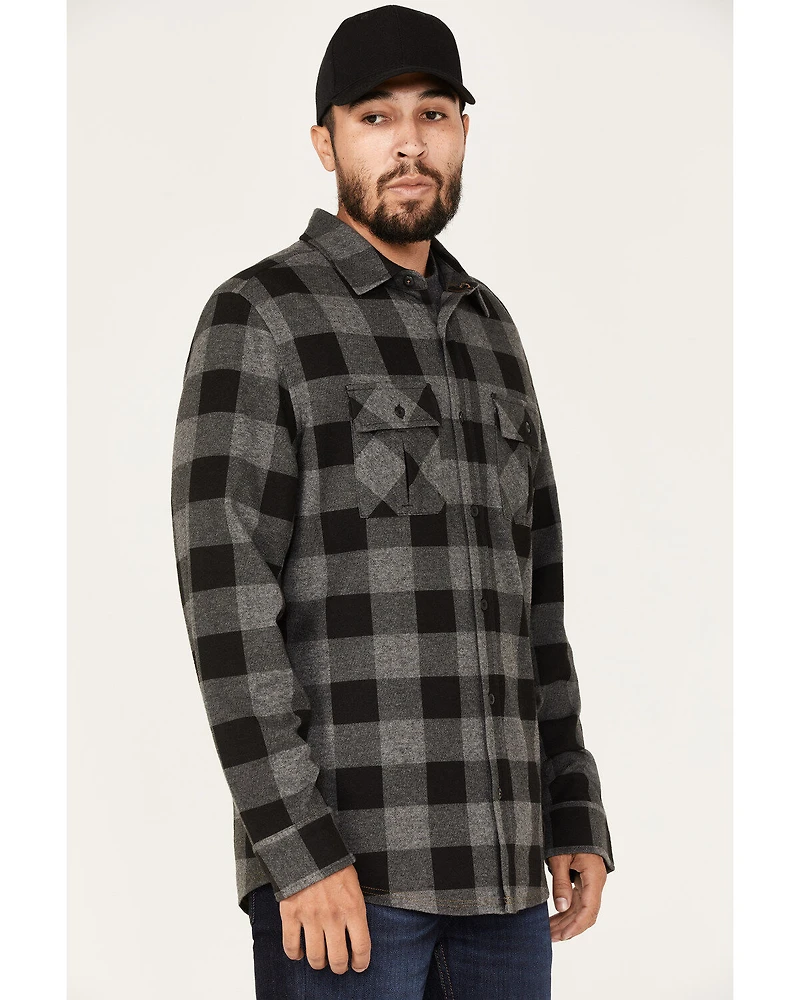Brothers and Sons Men's Large Jacquard Plaid Print Button Down Western Shirt