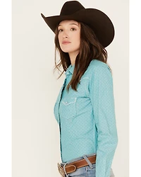Rough Stock by Panhandle Women's Dobby Striped Long Sleeve Pearl Snap Western Shirt