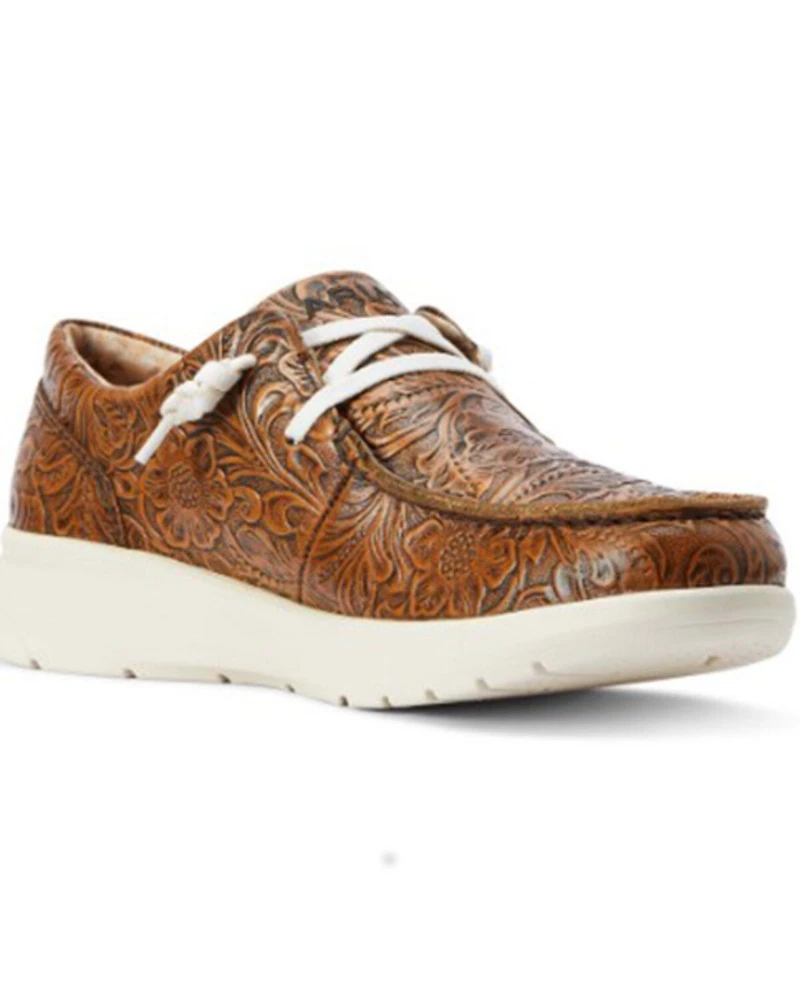 Ariat Women's Floral Embossed Casual Hilo Shoe - Moc Toe