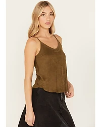 Shyanne Women's Crochet Lace Faux Suede Cami Top