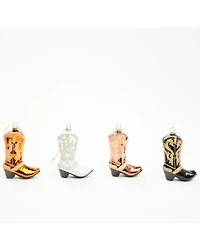 Boot Barn Cowboy Boots Glass Christmas Ornament Set - 4 Piece