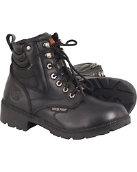 Milwaukee Leather Women's Waterproof Side Zipper Boots - Round Toe