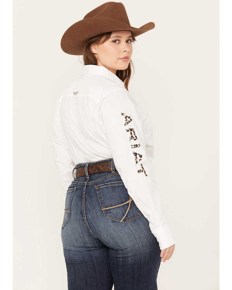 Ariat Women's Team Kirby Leopard Logo Stretch Shirt - Plus