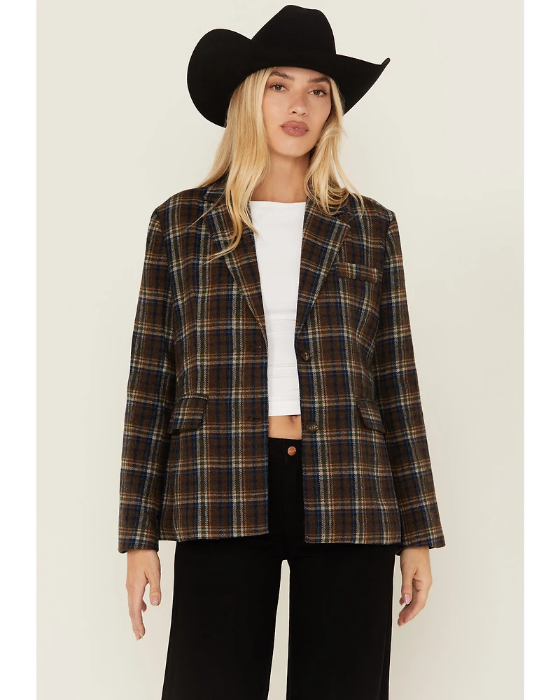Sadie & Sage Women's Plaid Print Blazer