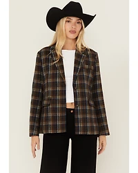 Sadie & Sage Women's Plaid Print Blazer