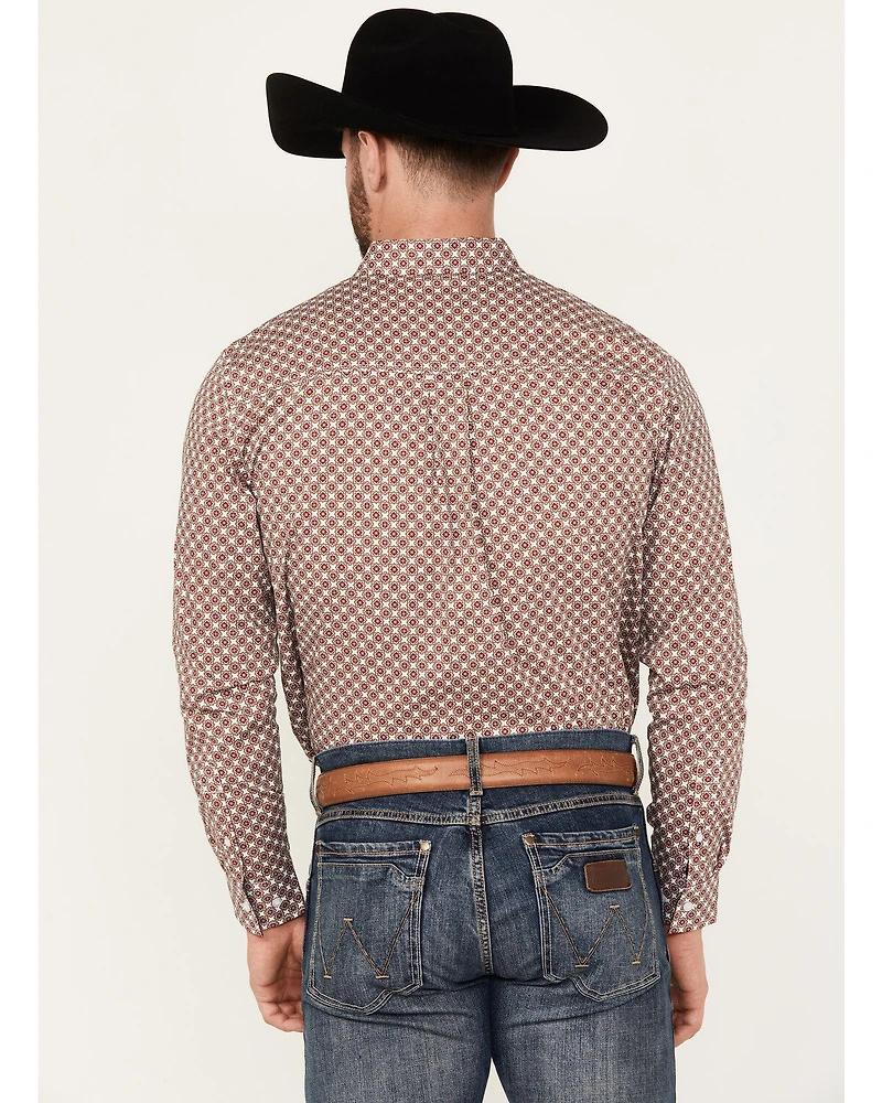RANK 45® Men's Wellington Geo Print Long Sleeve Button-Down Western Shirt
