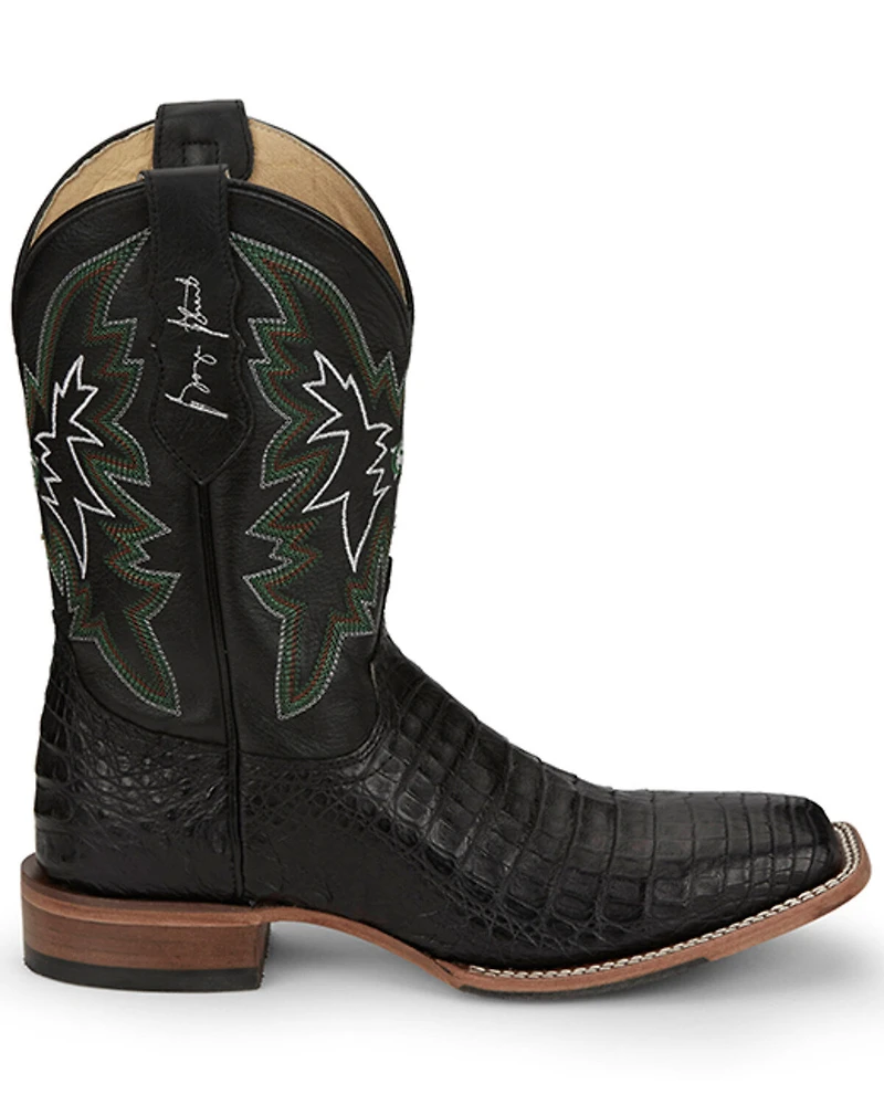 Justin Men's Haggard Exotic Caiman Western Boots - Broad Square Toe
