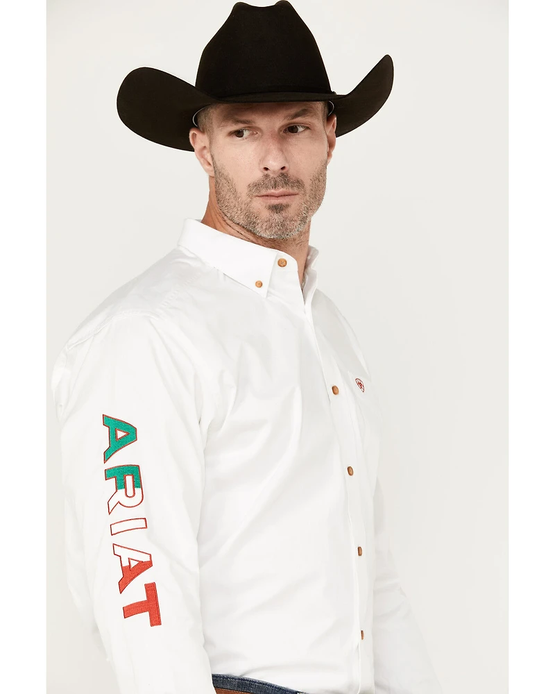 Ariat Men's Team Mexico Logo Twill Classic Fit Long Sleeve Button-Down Western Shirt