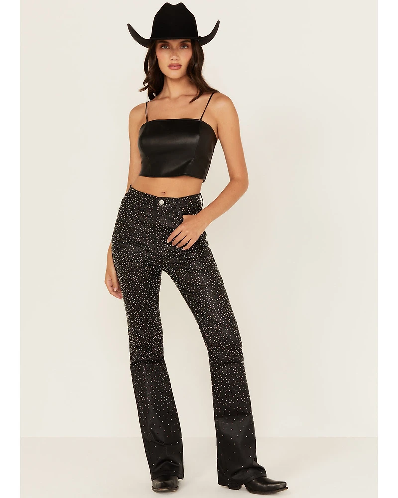 Vibrant Denim Women's Embellished High Rise Flare Pants