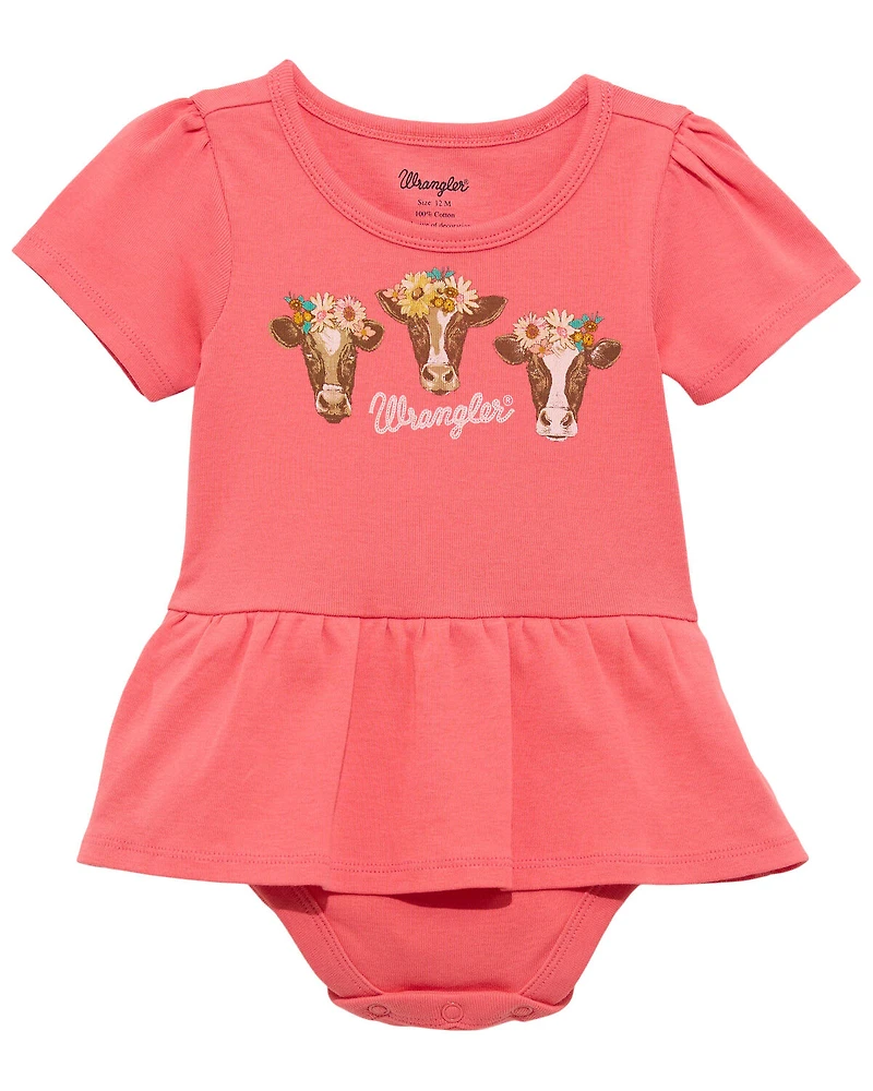 Wrangler Infant Girls' Cow Short Sleeve Onesie