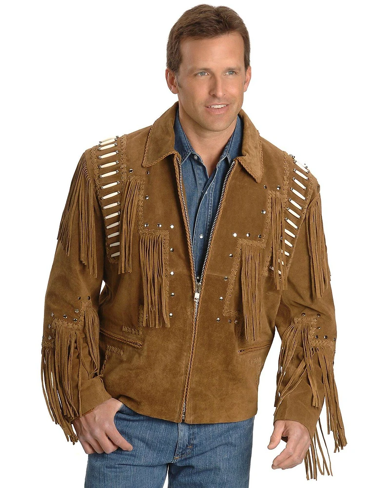 Liberty Wear Bone Fringed Leather Jacket - Big & Tall