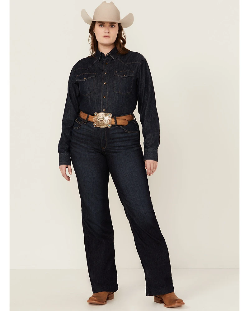 Ariat Women's Dark Wash Ophelia Prefect Rise Trouser Denim Jeans - Plus