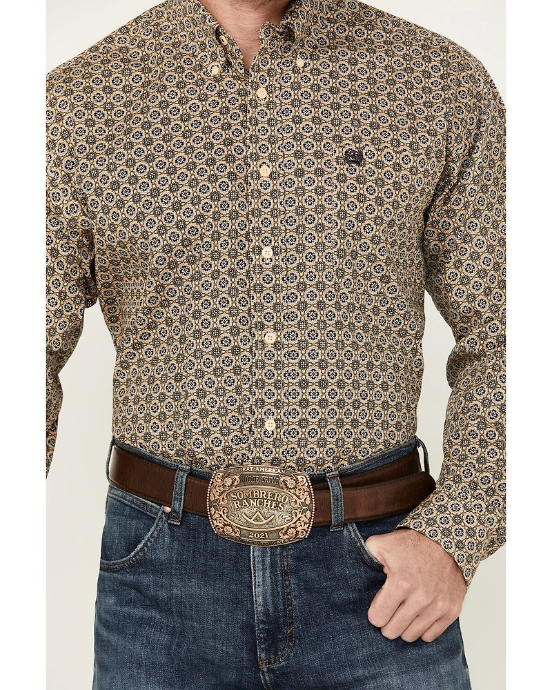 Cinch Men's Medallion Print Long Sleeve Button-Down Western Shirt
