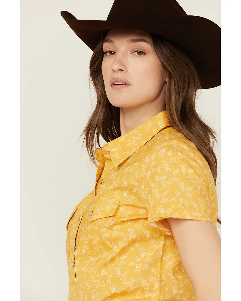 Wrangler Retro Women's Floral Print Short Sleeve Pearl Snap Western Shirt