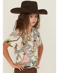Wrangler X Lainey Wilson Girls' Wild Stallion Short Sleeve Snap Western Shirt