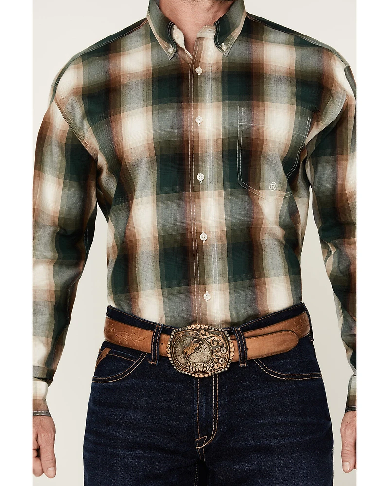 Roper Men's Amarillo Plaid Print Long Sleeve Button-Down Western Shirt