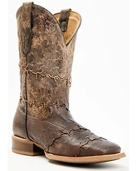 Corral Men's Exotic Ostrich Barbed Wire Western Boots - Broad Square Toe