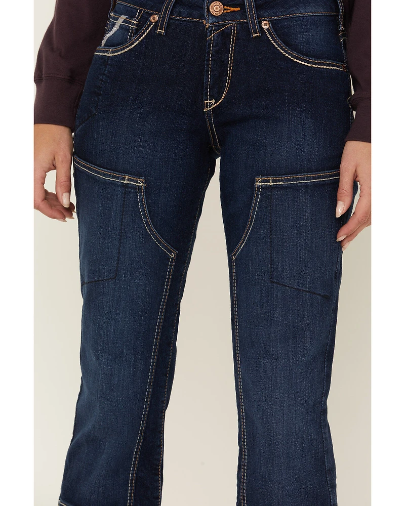 Ariat Women's Rebar Camden Medium Wash Flex Riveter Double Front Slim Leg Work Jeans