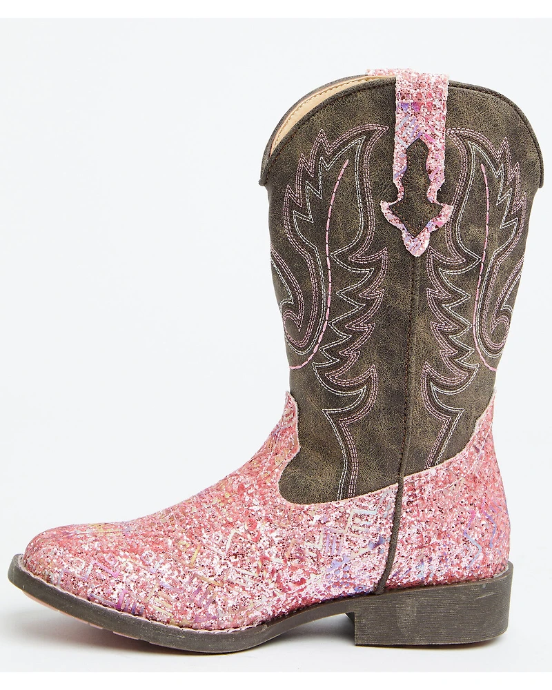 Roper Little Girls' Glitter Southwest Western Boots - Square Toe