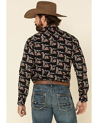 Dale Brisby Men's Cactus Print Long Sleeve Snap Western Shirt