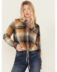 Cleo + Wolf Women's Plaid Print Long Sleeve Flannel Shirt