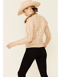 Rock & Roll Denim Women's Metallic Cable Knit Sweater