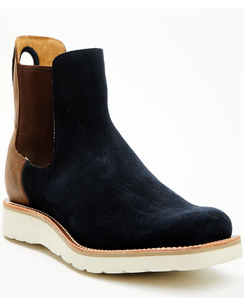 Horse Power Men's Marine Suede Chelsea Boots - Square Toe