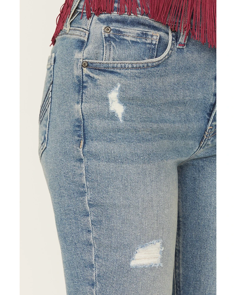 Idyllwind Women's Arbor Medium Wash Outlaw High Rise Flare Super Stretch Denim Jeans