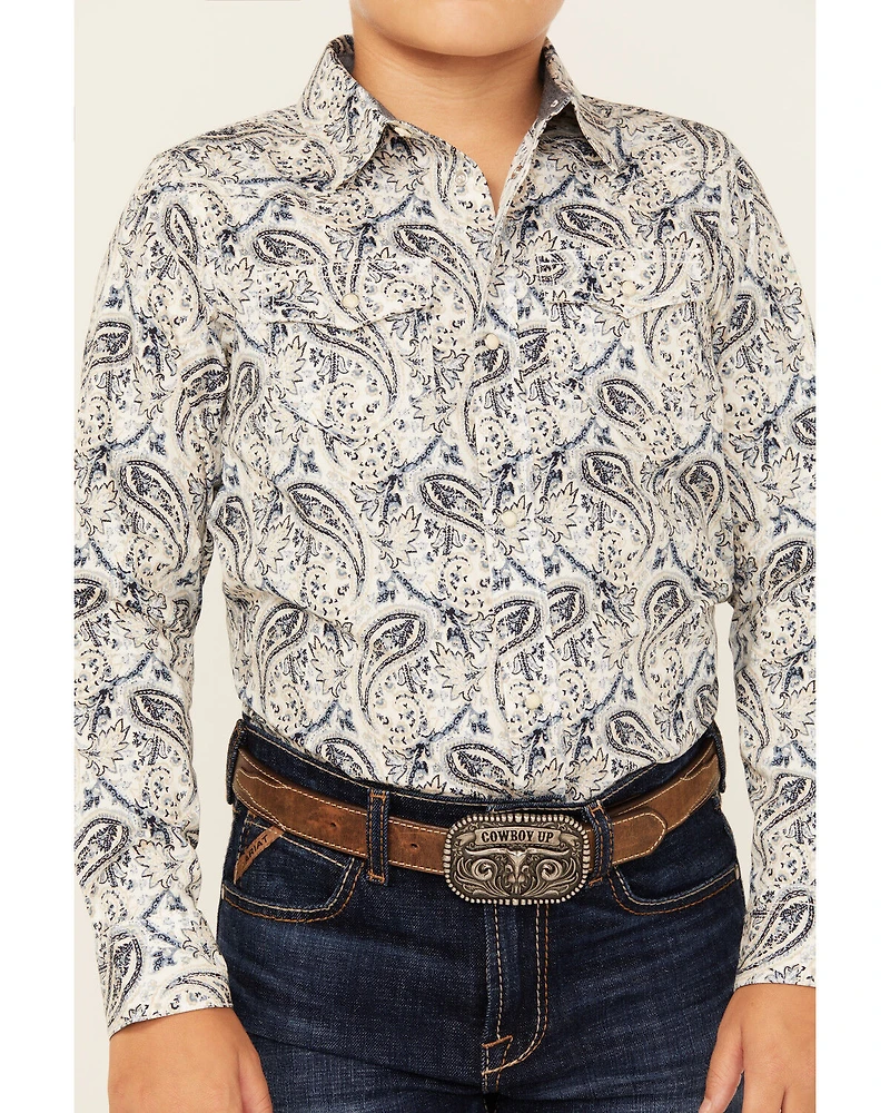 Cody James Boys' Rodeo Runway Paisley Print Long Sleeve Snap Western Shirt