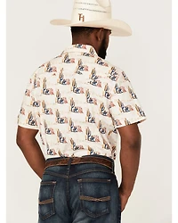 Rock & Roll Denim Men's Desert Conversational Print Short Sleeve Snap Western Shirt