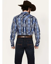 Rock & Roll Denim Men's Southwestern Striped Long Sleeve Pearl Snap Stretch Western Shirt