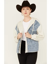 Miss Me Women's Denim Sequins Zip-Up Hoodie