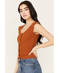 Shyanne Women's Pointelle Button Front Sweater Shirt