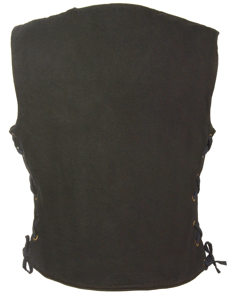 Milwaukee Leather Women's 6 Pocket Side Lace Denim Vest