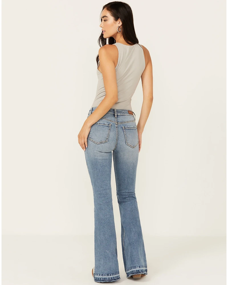 Shyanne Women's Catalina Light Medium Wash High Rise Stretch Flare Jeans