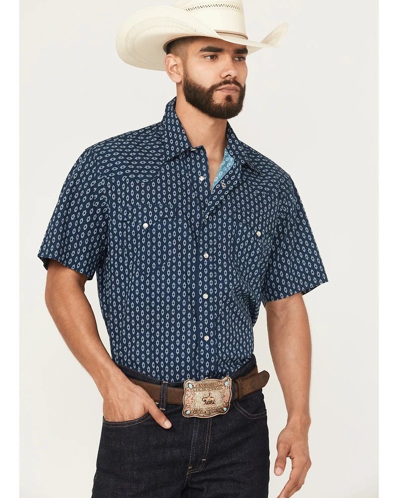 Roper Men's West Made Geo Print Short Sleeve Pearl Snap Western Shirt